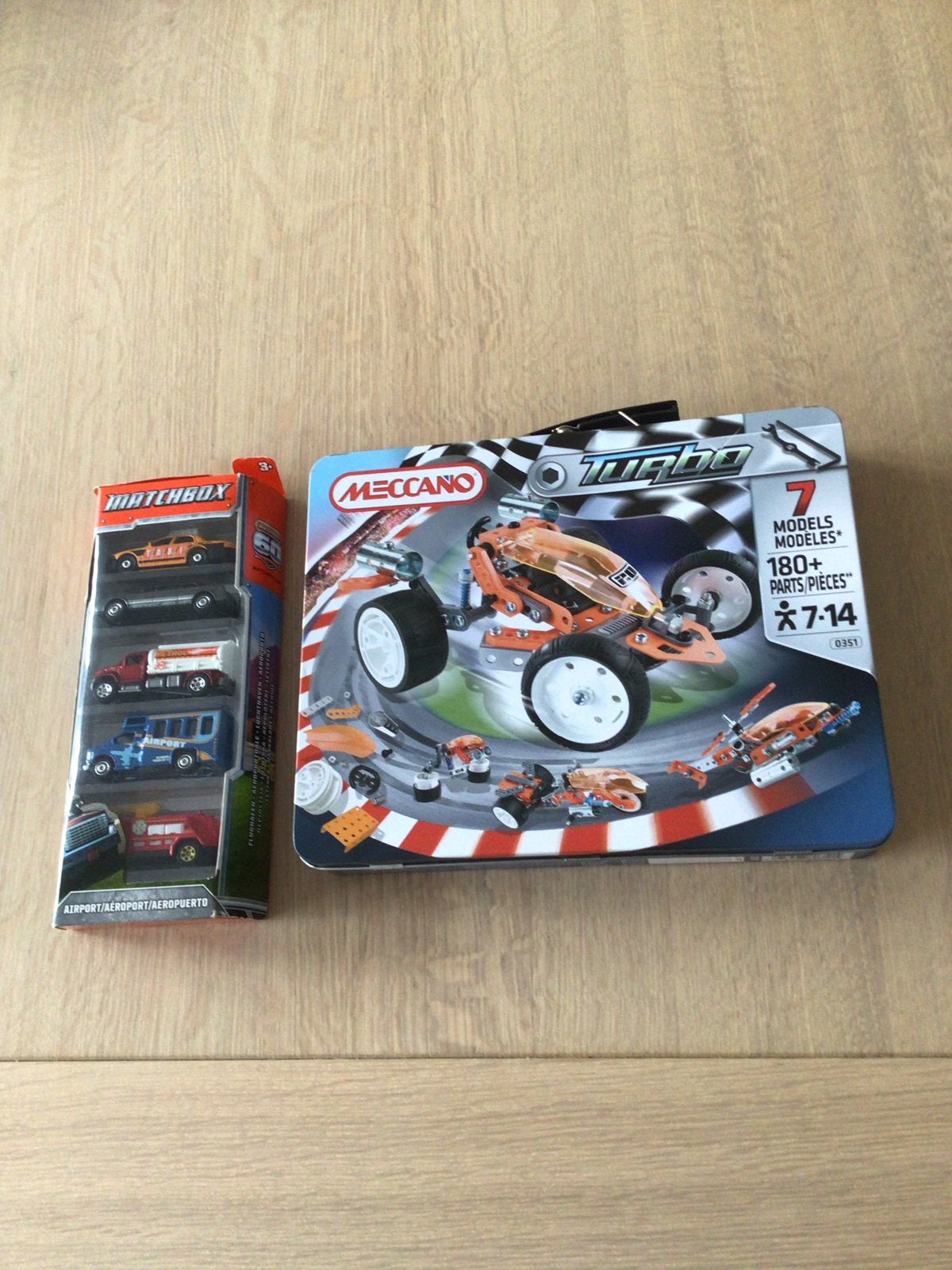 Meccano Turbo 7 modellen + Matchbox auto's, Ophalen, Zo goed als nieuw, Overige merken
