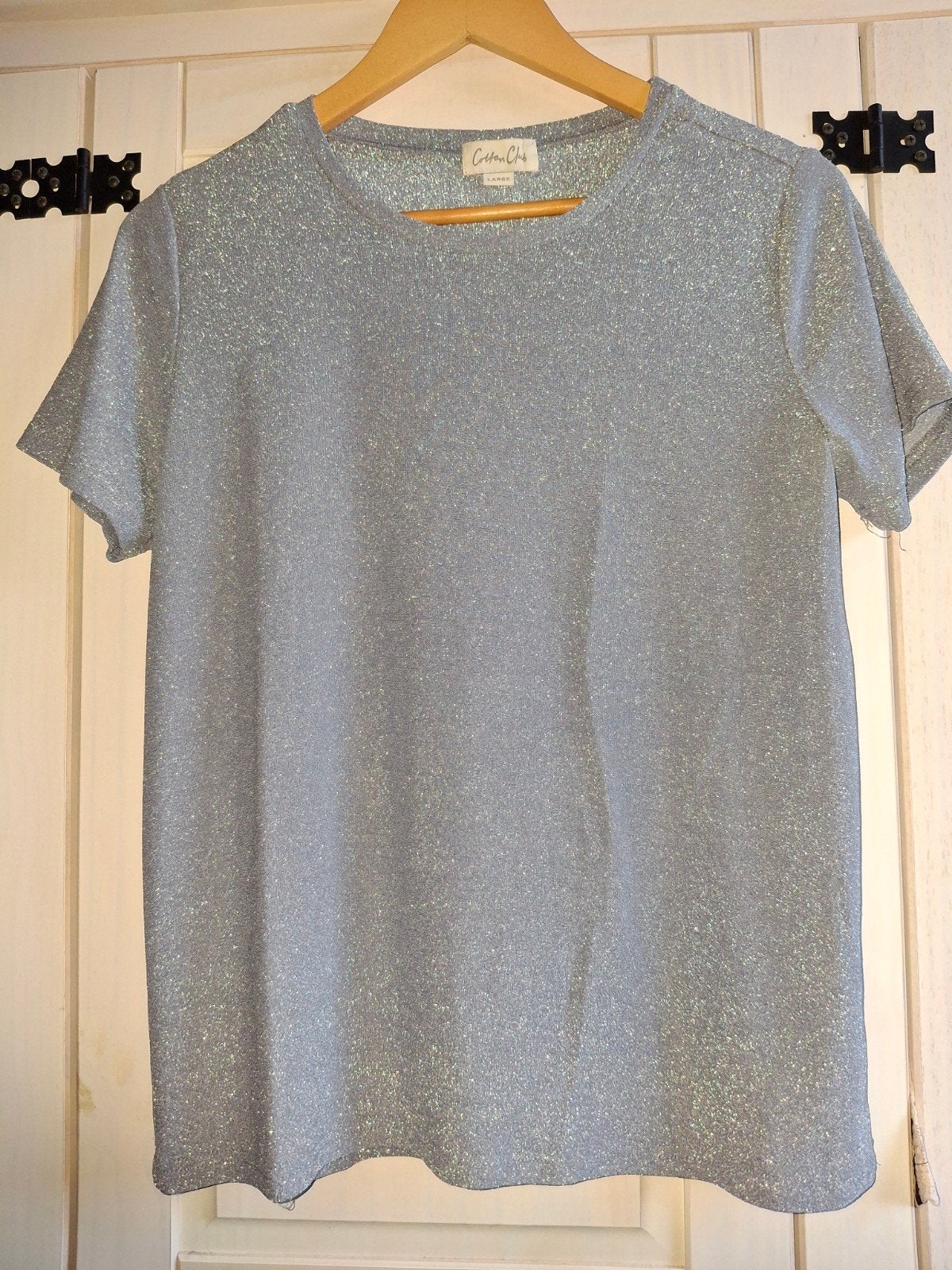 lichtblauw shirt met glitter Cotton club maat 40, Kleding | Dames, Maat 38/40 (M), Blauw, Ophalen of Verzenden, Zo goed als nieuw