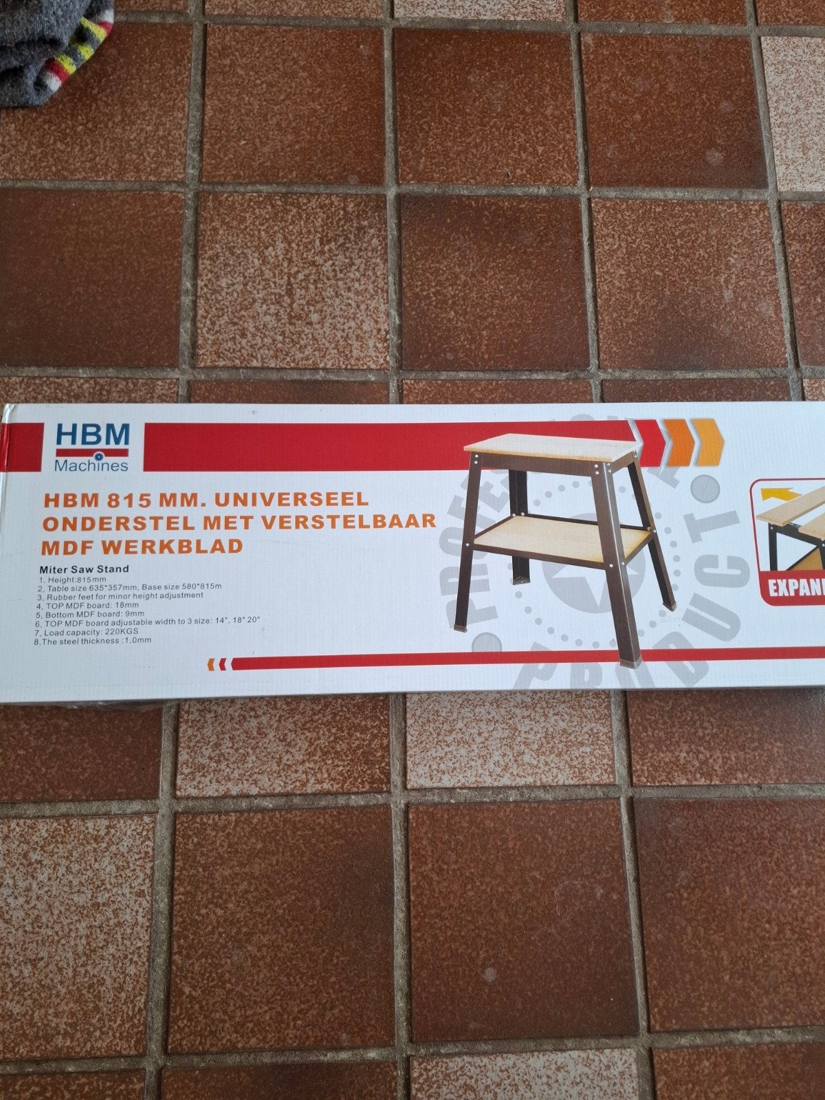 HBM Universeel Onderstel met Verstelbaar,  MDF Werkblad, Ophalen, Nieuw, 70 tot 120 cm
