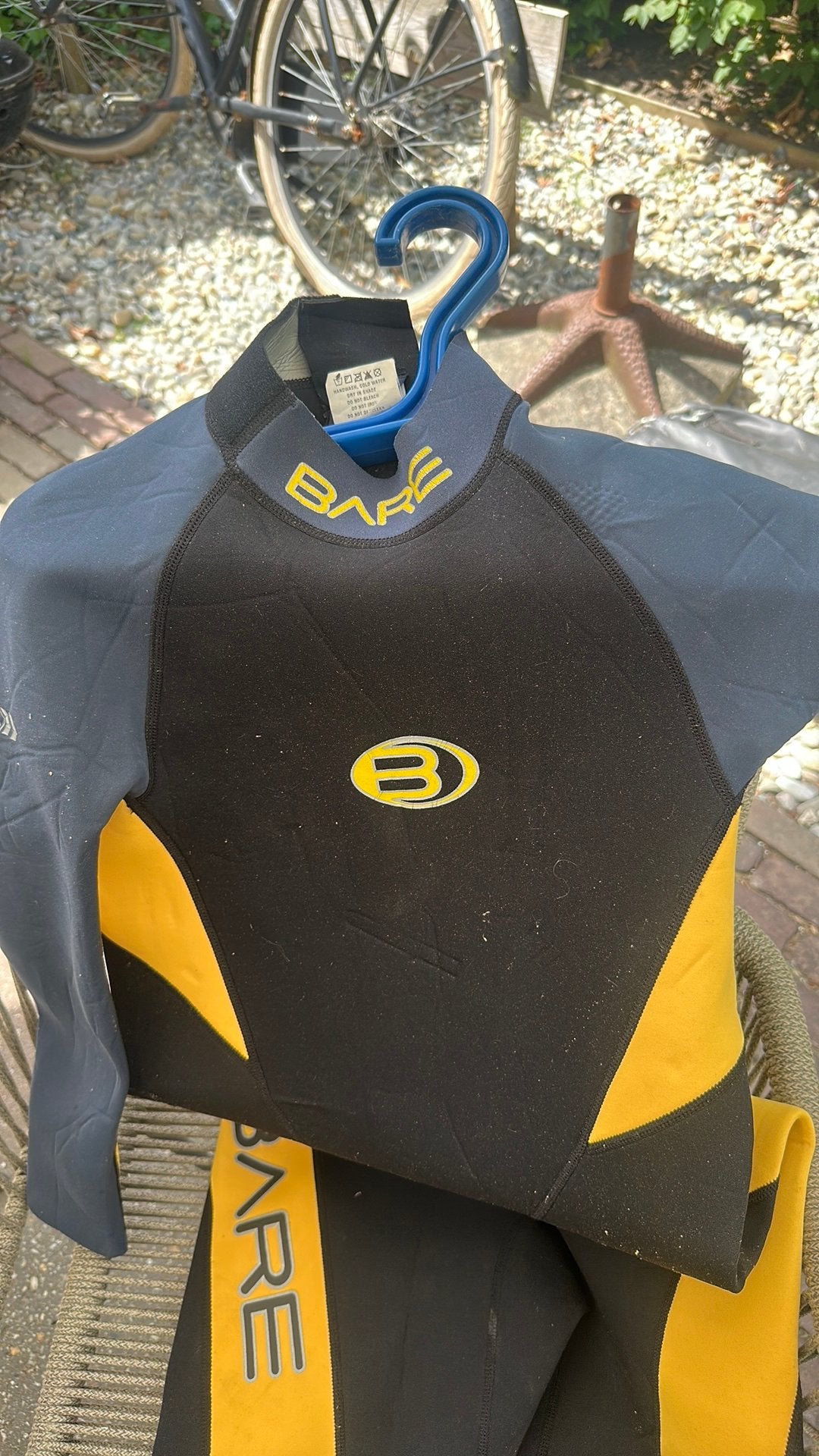 Bare Wetsuit/duikpak Zwart/Geel - Maat M 1.80, Watersport en Boten, Ophalen of Verzenden, Gebruikt, Dame of Heer, Wetsuit