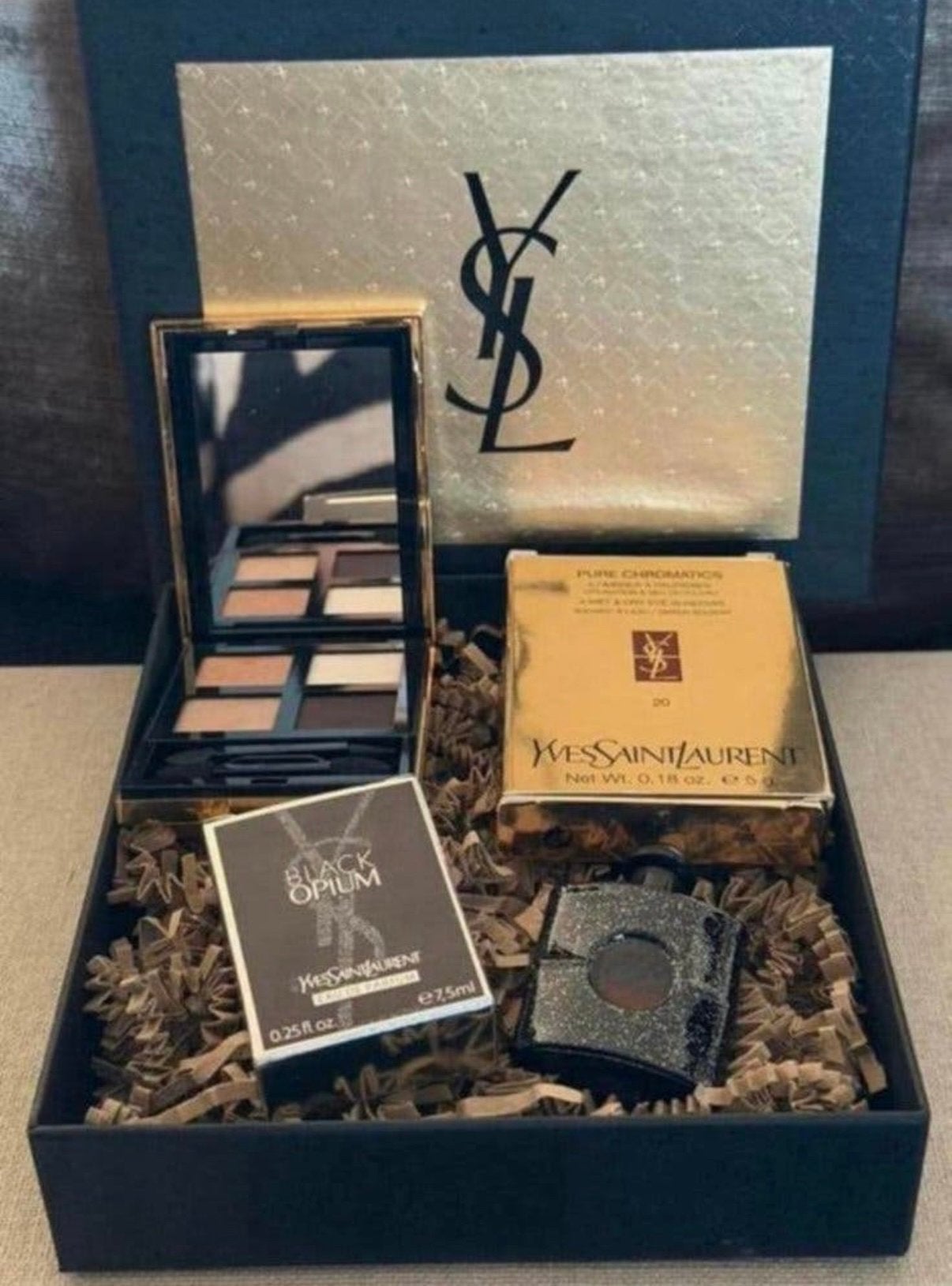 YSL wet & dry oogschaduw pallet 20 & Black opium miniatuur, Ogen, Bruin, Verzenden, Nieuw