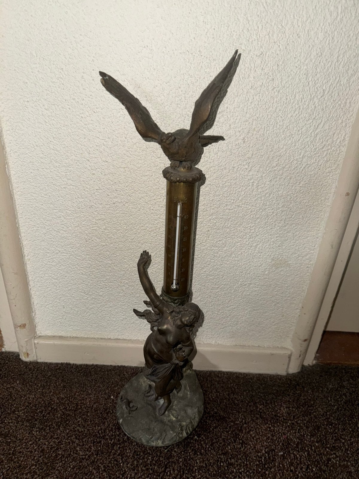Antieke Bronzen Thermometer met Adelaar en Figuren, Ophalen