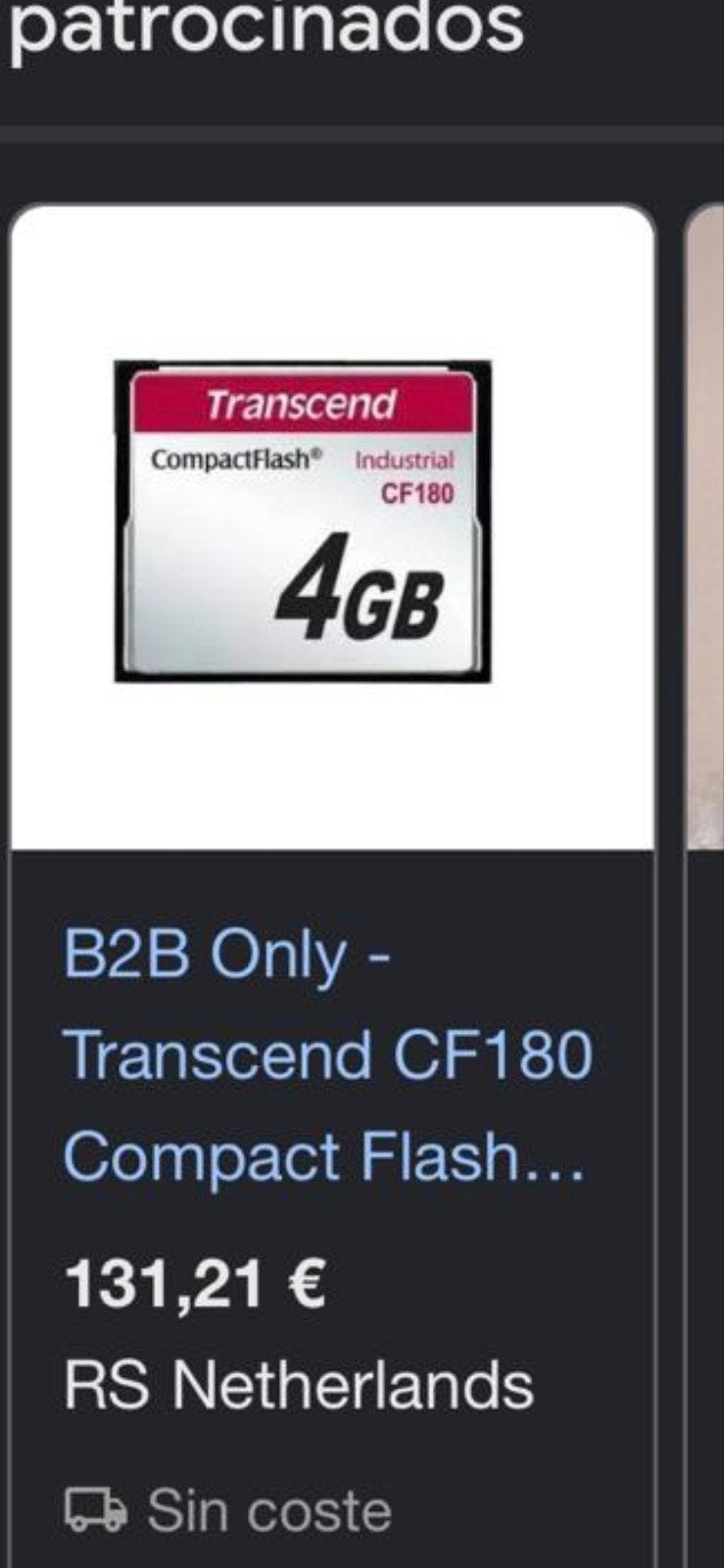 Transcend CompactFlash CF180 4GB Geheugenkaart, Audio, Tv en Foto, Ophalen of Verzenden
