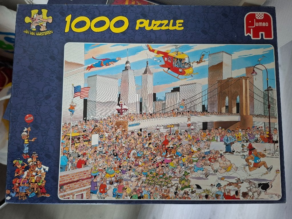 Jan van Haasteren New York marathon 1000 stukjes, Ophalen of Verzenden, 500 t/m 1500 stukjes, Zo goed als nieuw, Legpuzzel