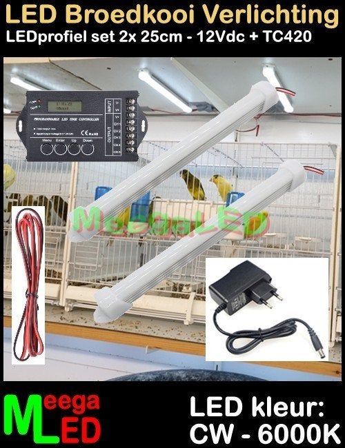 LED profiel strip TC420 SET 2x 25cm Broedkooi Kweekkooi, Dieren en Toebehoren, Ophalen of Verzenden, Nieuw, Aluminium, Broedkooi of Kweekkooi