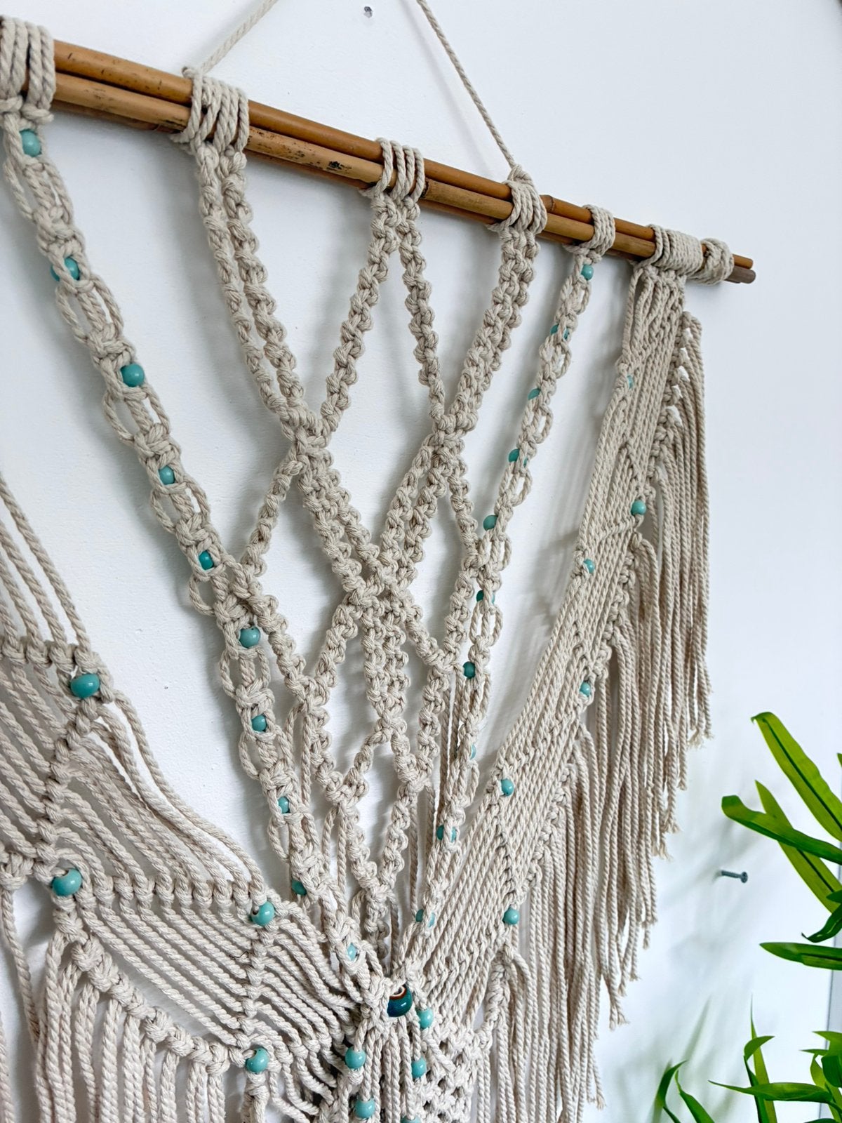 Wandhanger boho turquoise, Huis en Inrichting, Woonaccessoires | Wanddecoraties, Ophalen, Zo goed als nieuw