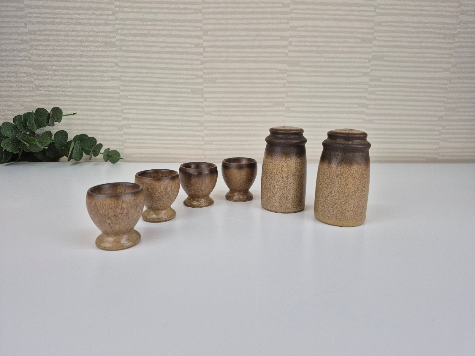 Denby Romany peper en zout strooier en eierdopjes., Ophalen of Verzenden, ., ., .