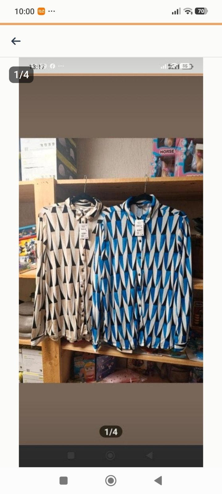M&S Blouses met geometrische print - Blauw/Zwart/Wit, Kleding | Dames, Blouses en Tunieken, Nieuw, Maat 38/40 (M), Blauw, Ophalen of Verzenden