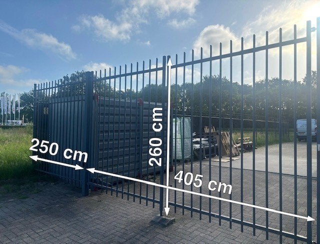 Elektrische draaipoort + Gaashekwerk, Ophalen, Met poort, Gebruikt, Spijlenhekwerk