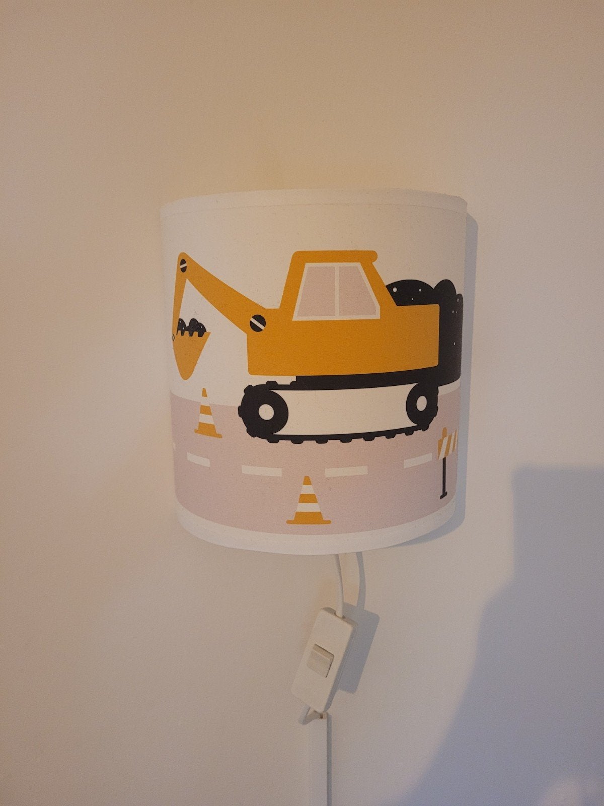 wandlamp graafmachine kinderkamer, Ophalen, Met schakelaar, Textiel, Zo goed als nieuw