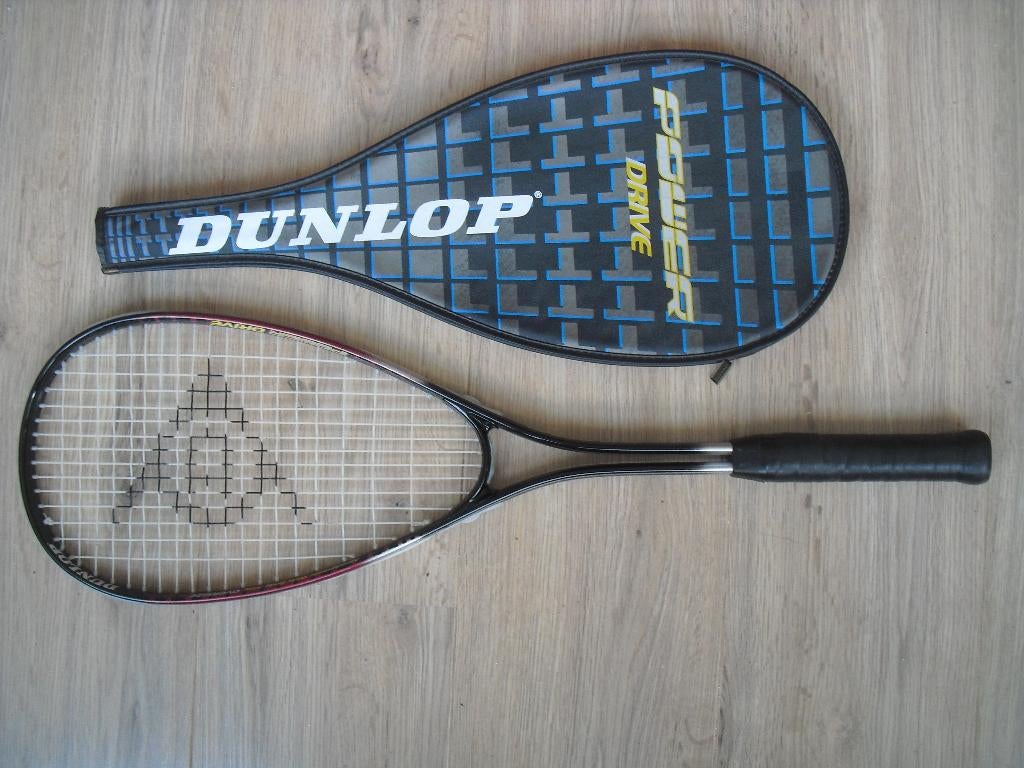 Squashracket Dunlop Power Drive & hoes, Ophalen of Verzenden, Zo goed als nieuw, Racket, Met hoes