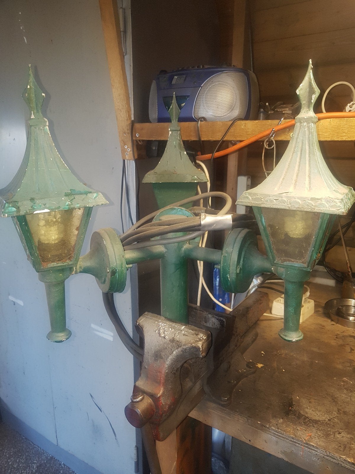 Set van 3 lampen,  tuinlamp - groen, Gebruikt, Overige typen, Ophalen of Verzenden, Netvoeding