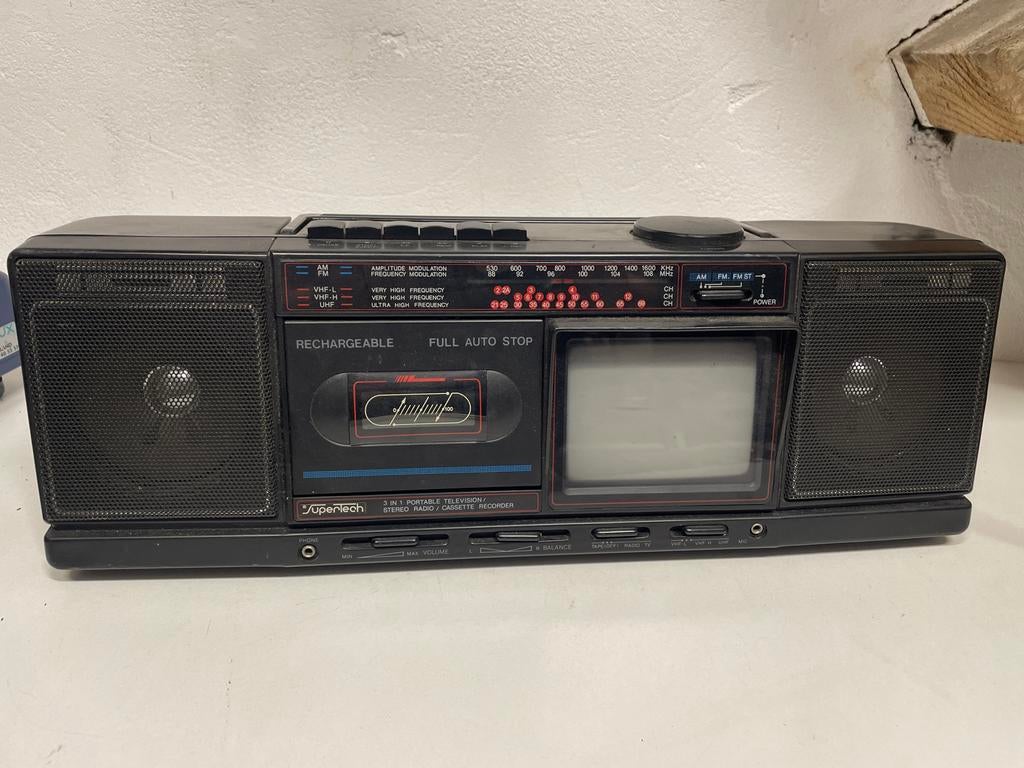 Supertech 3-in-1 Portable TV/Radio/Cassette Recorder - Defec, Audio, Tv en Foto, Ophalen of Verzenden, Zo goed als nieuw