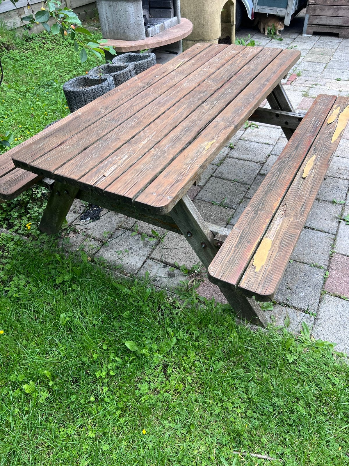 Houten picknickbank voor gezellige momenten in de tuin, Ophalen of Verzenden, Gebruikt, Rechthoekig, Hout