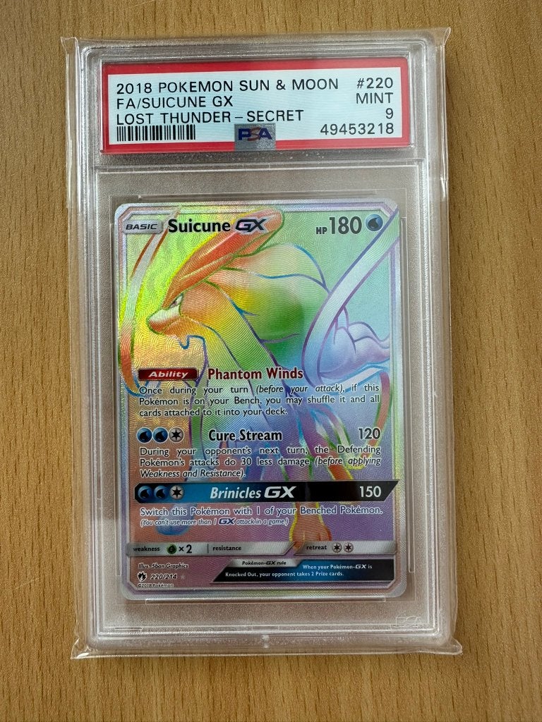 Lost Thunder - Suicune Gx PSA 9, Ophalen of Verzenden, Nieuw, Losse kaart