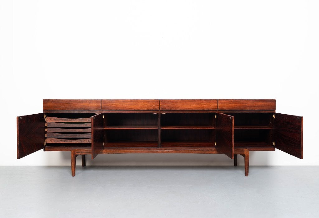 Vintage Ib Kofod Larsen sideboard in palissanderhout, Gebruikt, Verzenden, Deens Design, Scandinavisch, Vintage, Mid Century, Retro
