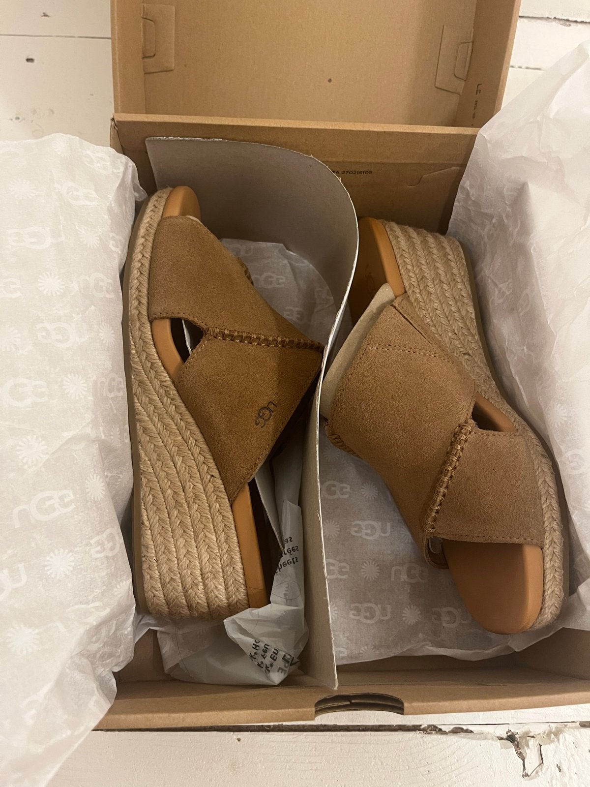 Nieuwe UGG W Taia Slide sleehak sandalen - Maat 39, Ophalen of Verzenden, Nieuw, Bruin, Sandalen of Muiltjes