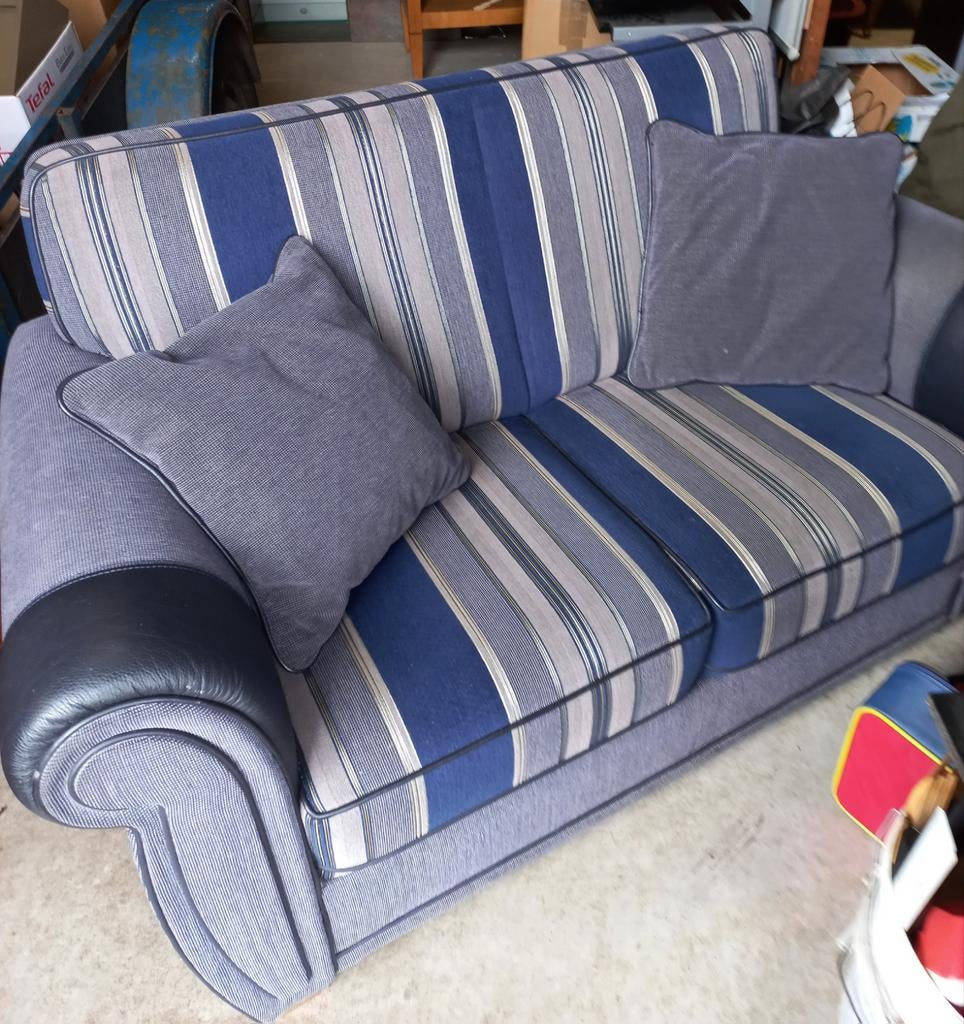 Zware Seniorenbank Blauw/Grijs - 150 cm breed, Ophalen, 150 tot 200 cm, Tweepersoons, 75 tot 100 cm