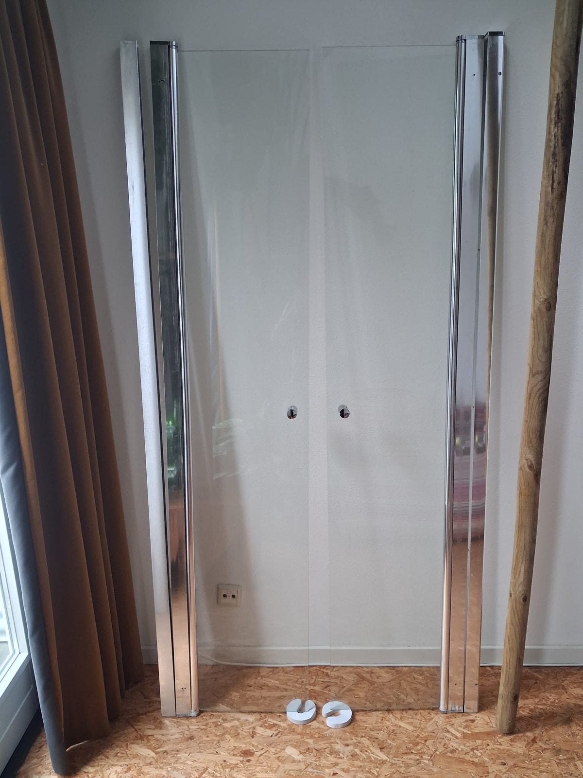 Douchedeur van glas met chromen profielen, Doe-het-zelf en Verbouw, Ophalen, Gebruikt, Chroom, Douche