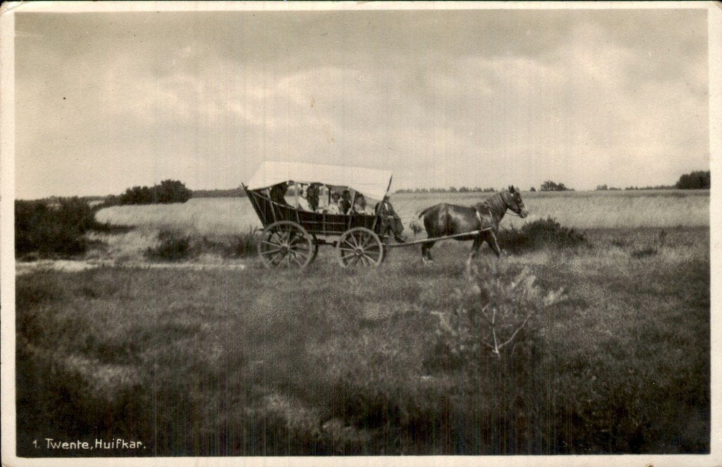 Twente - Huifkar - Eschlandschap, Verzamelen, Ansichtkaarten | Nederland, Ophalen of Verzenden, 1920 tot 1940, Gelopen, Overijssel