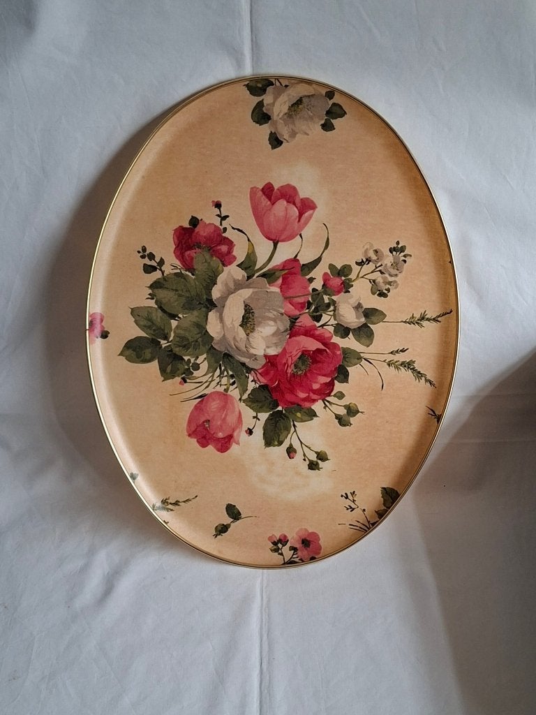 Ovaal dienblad met bloemmotief - Keswick Trays, Overige materialen, Gebruikt, Ophalen of Verzenden, Dienblad