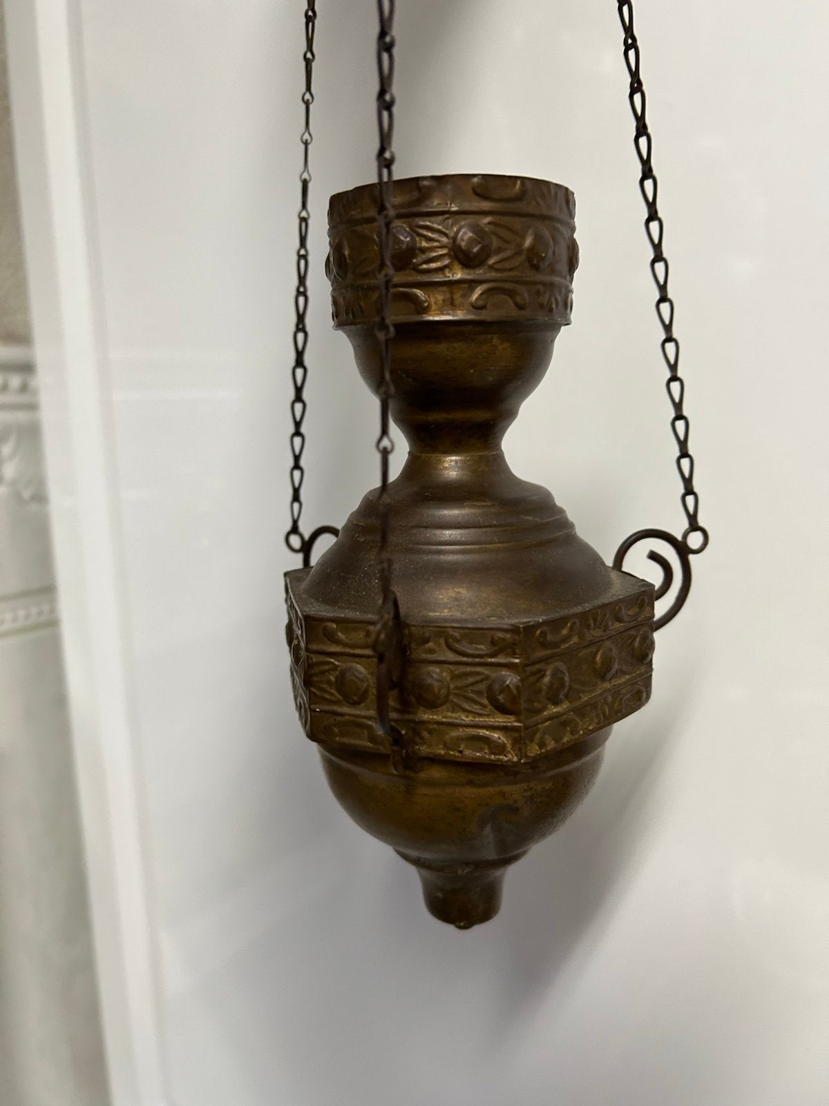 Antieke Godslamp / Hanglamp - Koper/Brons, Ophalen of Verzenden