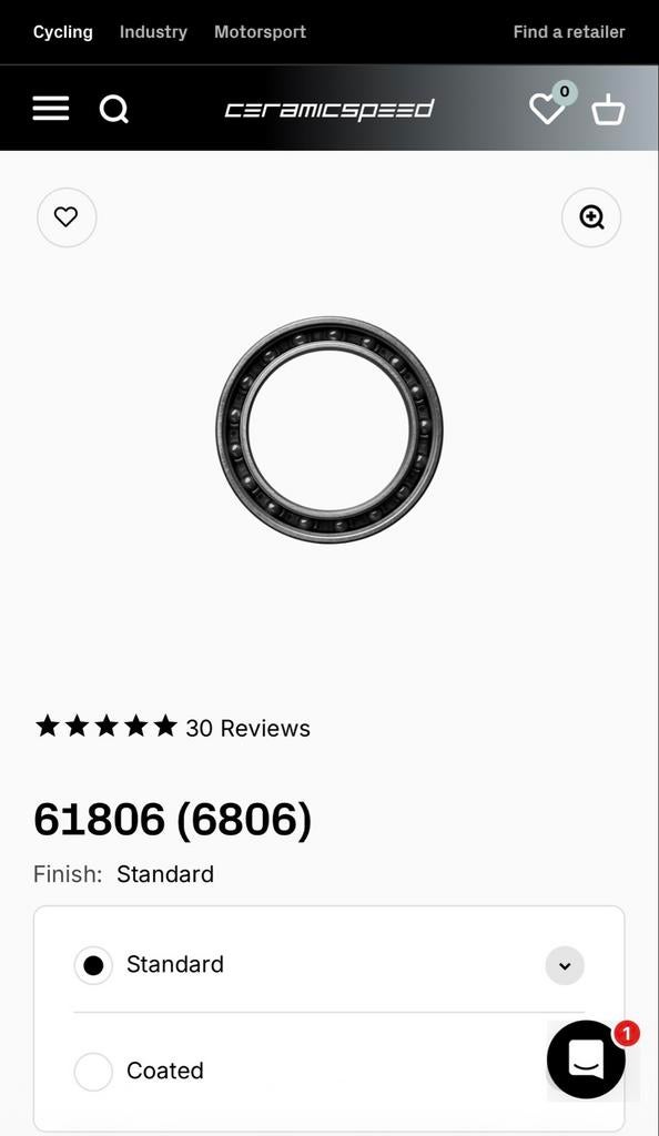 2 st. Ceramicspeed bottom bracket lagers 61806 (6806), Gebruikt, Overige materialen, Overige typen, Ophalen of Verzenden