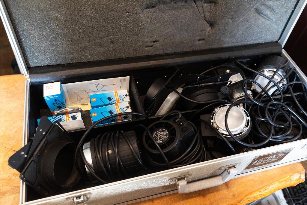 Set ouderwetse Hedler studio lampen, Ophalen, Gebruikt, Lamp of Flitsset