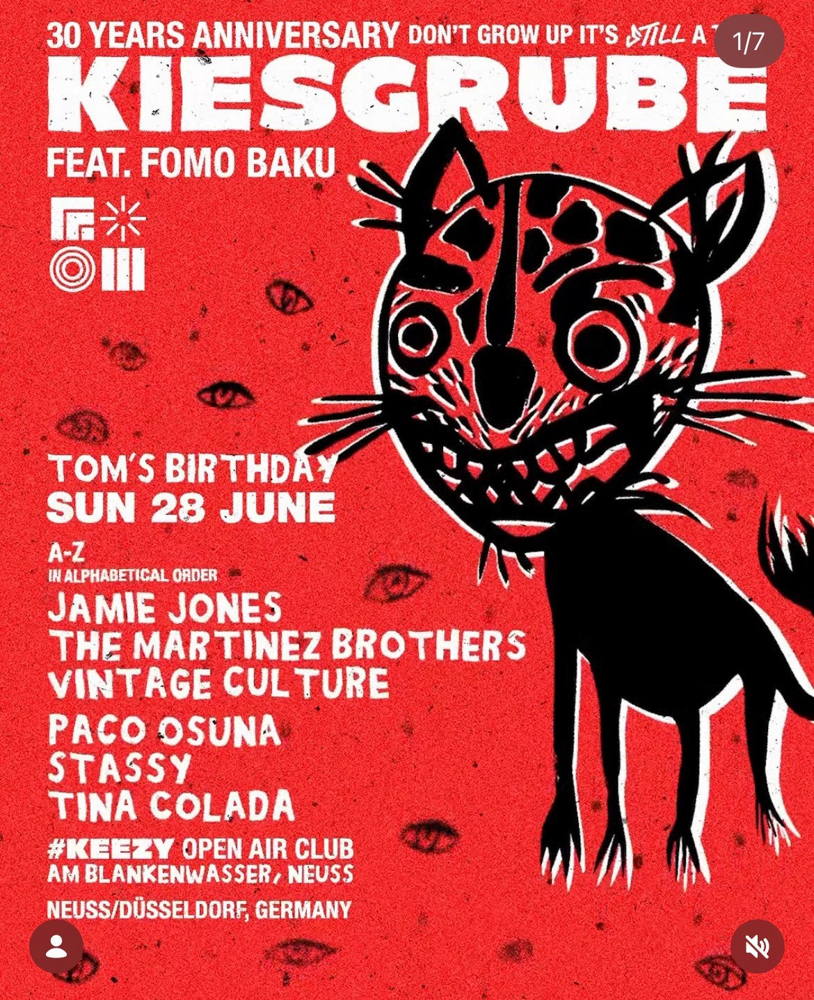 Kiesgrube 28 juni Tom’s birthday 4 tickets, Eén persoon