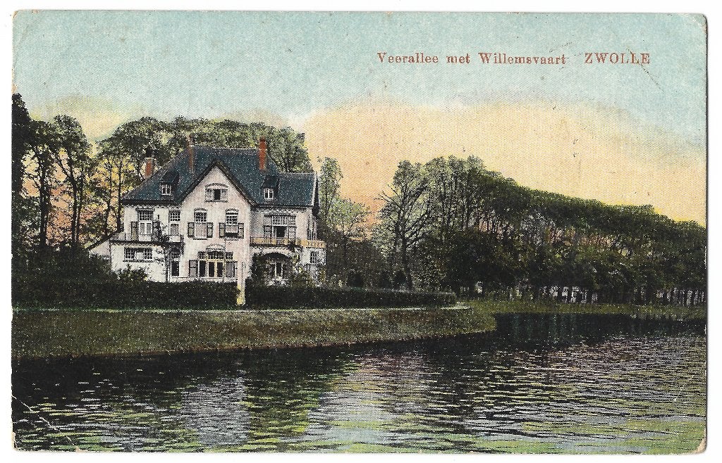 Zwolle, Veerallee met Willemsvaart. Lees beschrijving, Verzenden, 1920 tot 1940, Gelopen, Overijssel