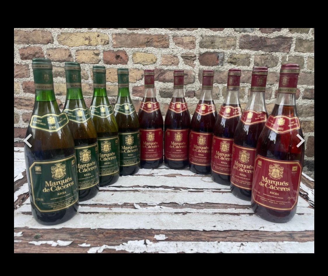 Marqués de Cáceres Rioja 1991 - 10x -  4x Wit / 6x Rosé, Verzamelen, Spanje, Roséwijn, Ophalen of Verzenden, Zo goed als nieuw