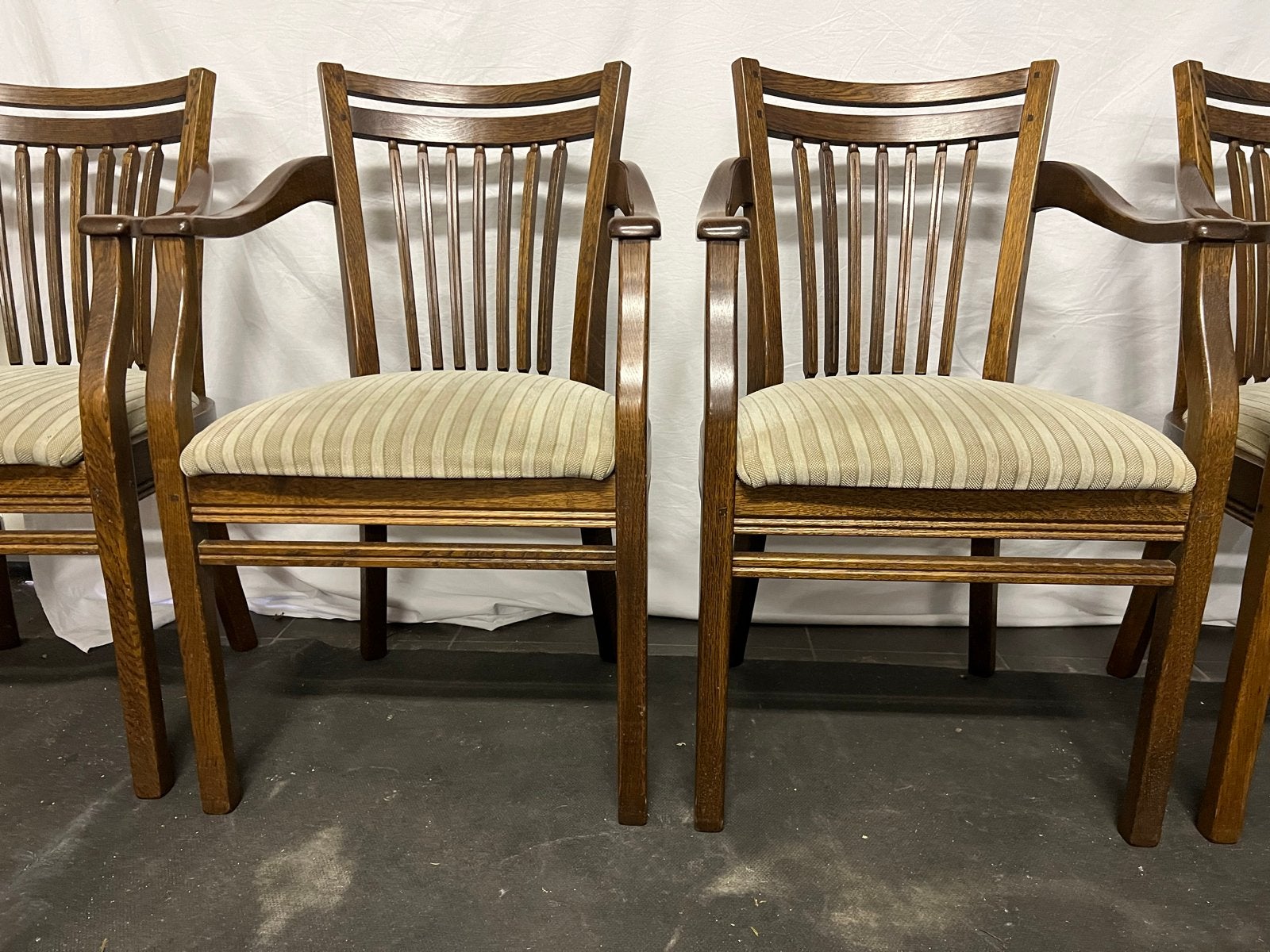 4 Bannink Jugendstil Eiken Eetkamer Armstoelen, Huis en Inrichting, Stoelen, Ophalen of Verzenden, Bruin, Stof