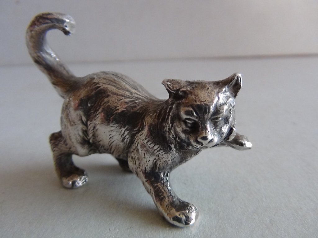 Miniatuur zilver FE9 poes zilveren miniaturen, Antiek en Kunst, Verzenden, Zilver