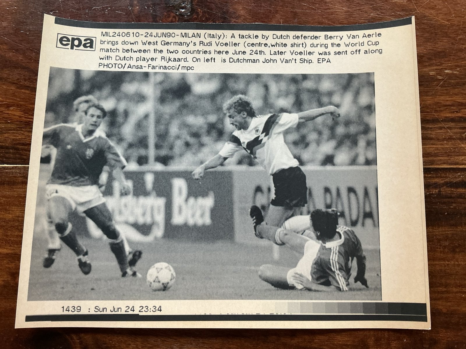 Voetbal telefaxfoto Nederland West Duitsland WK 1990, Verzamelen, Ophalen of Verzenden