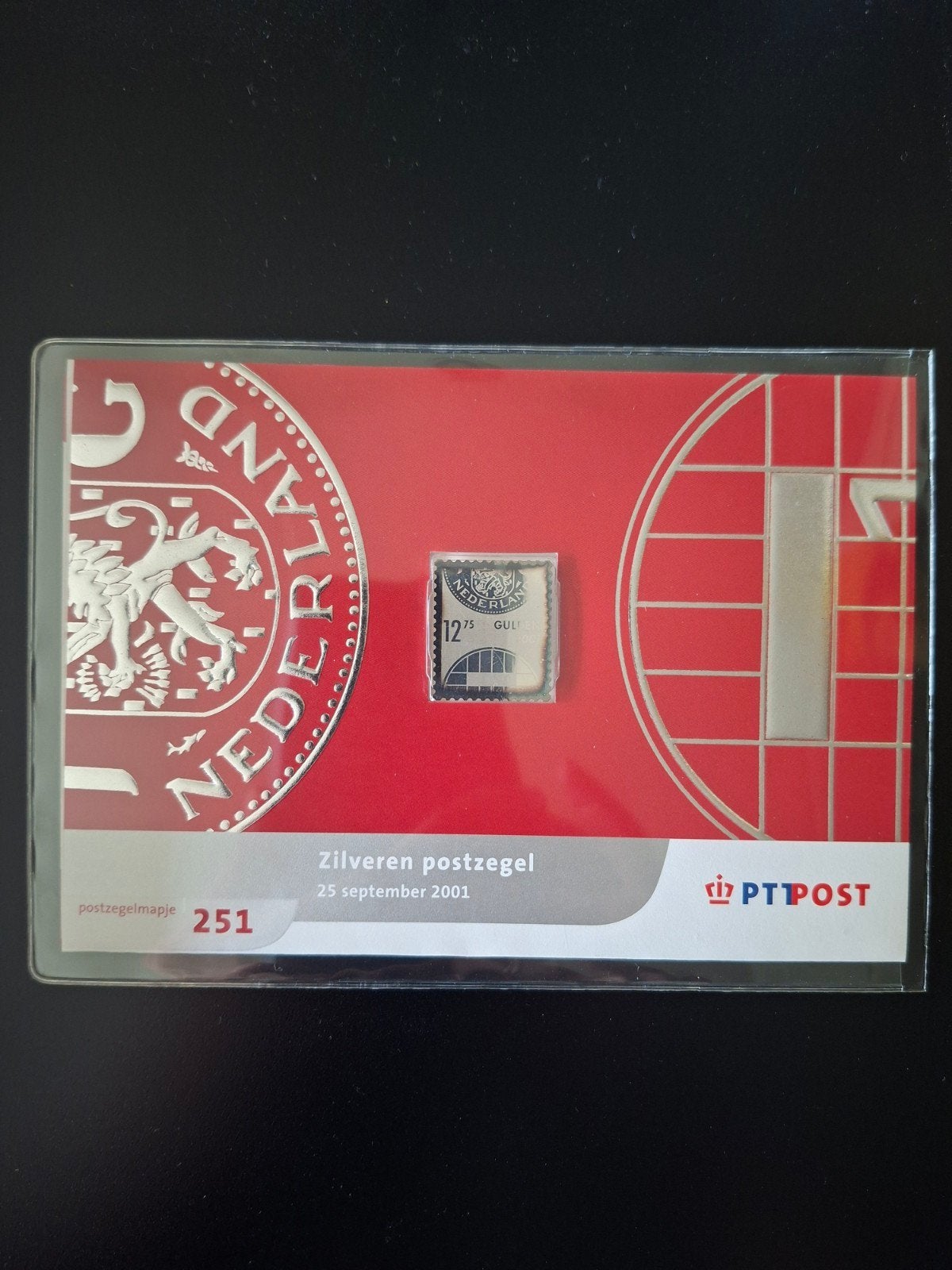 Zilveren postzegel Nederland 12.75 Gulden 2001 PTT Post, Ophalen of Verzenden, Na 1940, Postfris