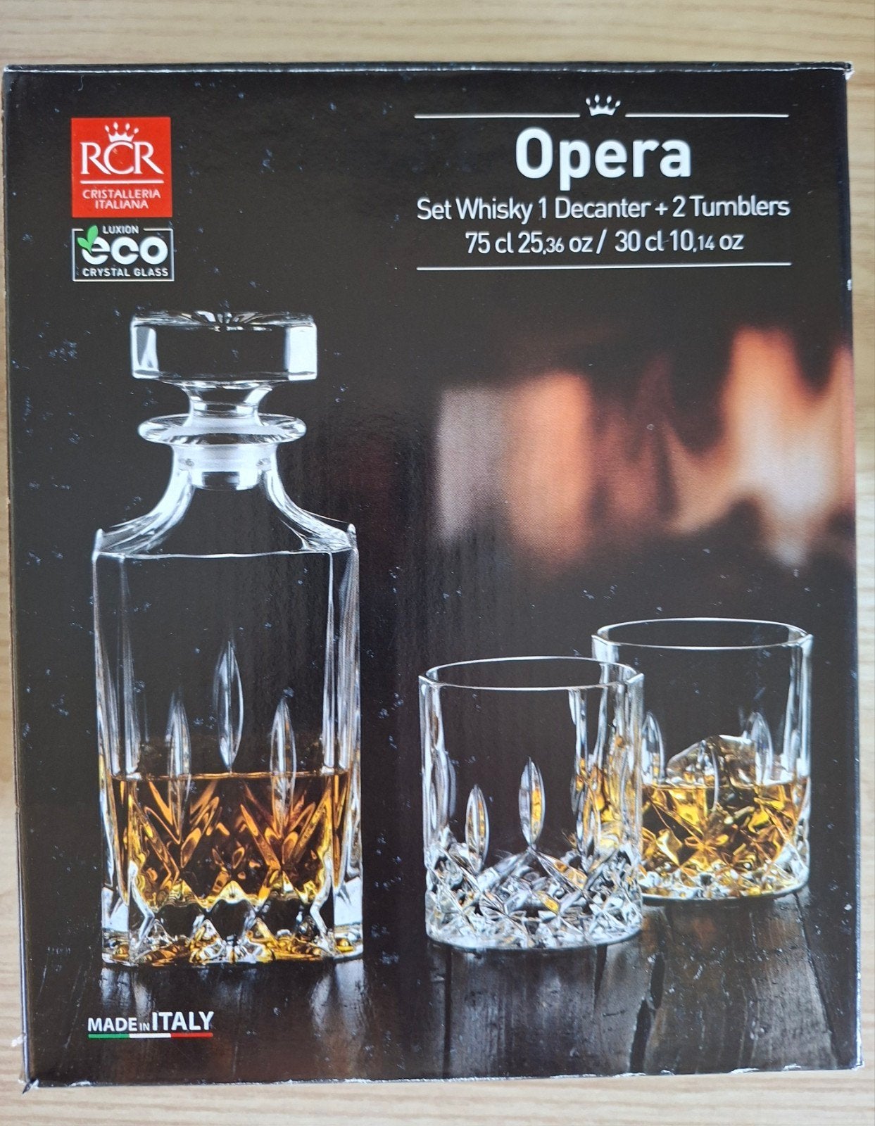 RCR Opera Whisky Set: Karaf en 2 Tumblers, Nieuw, Ophalen of Verzenden, Overige merken, Glas