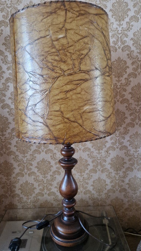 lamp, Huis en Inrichting, Lampen | Vloerlampen, Gebruikt, Minder dan 100 cm, Hout, Natuurlijk materiaal, E27 (groot), Ophalen