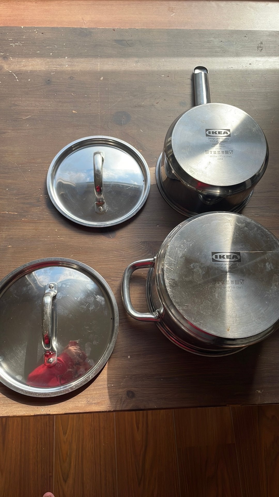 2 x IKEA pannen, Ophalen, Zo goed als nieuw, Rvs, Pannenset