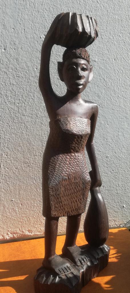 uniek echt Afrikaans beeld ebbenhout, halve eeuw oud!!, Antiek en Kunst, Houtsnijwerk, Ophalen of Verzenden, 20 - 50 cm, Hout