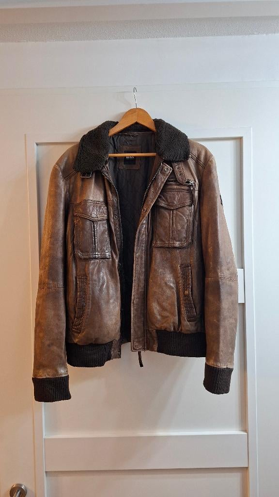 Leren piloten jas, Kleding | Heren, Jassen | Winter, Bruin, Maat 56/58 (XL), Ophalen of Verzenden, Hugo Boss