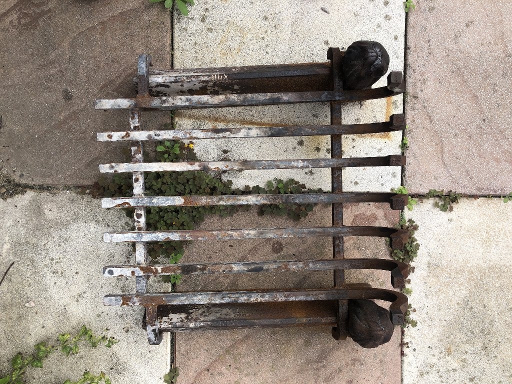 gietijzeren haardbokken met rooster, Ophalen, Gebruikt, Vrijstaande haard, Houthaard