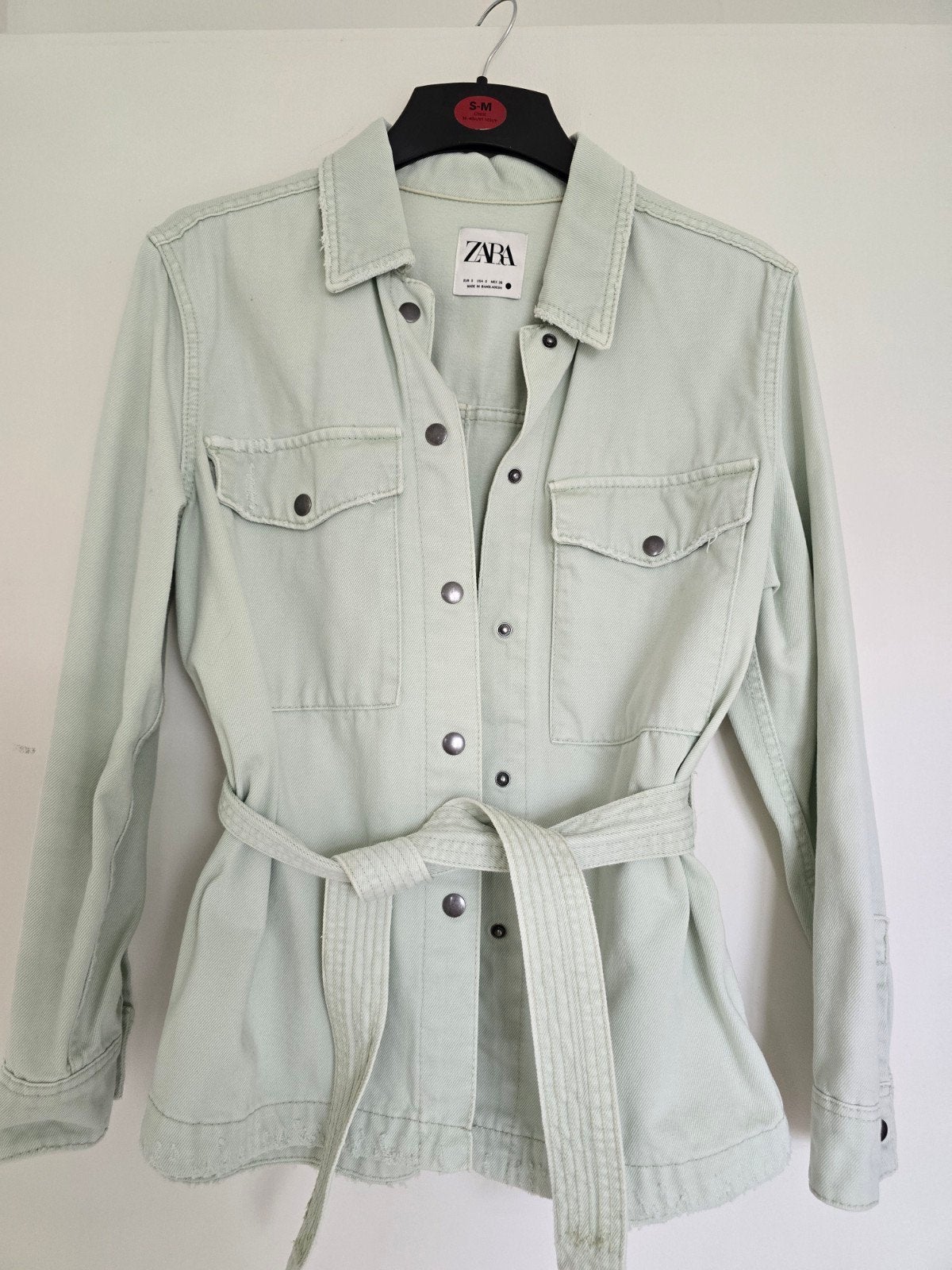 Zara spijker blouse jasje licht groen S zgan, Zara, Ophalen of Verzenden, Zo goed als nieuw, Maat 36 (S)