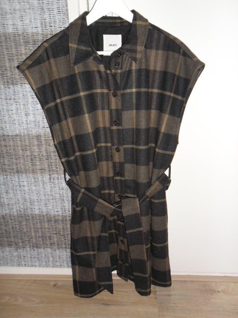 OBJECT Bruin/Grijs Geruite Blouse/Gilet/Spencer Maat 40, Maat 38/40 (M), Bruin, Object, Nieuw