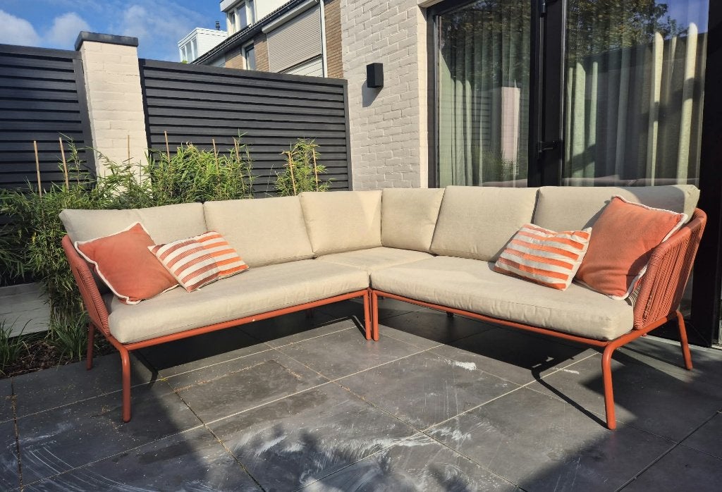 KARWEI Kopenhagen loungeset terracotta – hoekbank 5 personen, Ophalen, Zo goed als nieuw, 5 zitplaatsen, Overige materialen