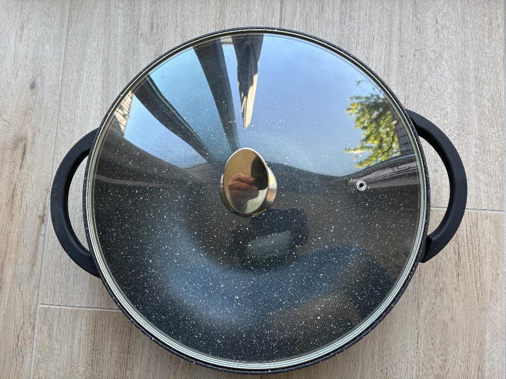 Biko Wokpan 36cm met glazen deksel en non stick coating, Huis en Inrichting, Keuken | Potten en Pannen, Aluminium, Ophalen of Verzenden