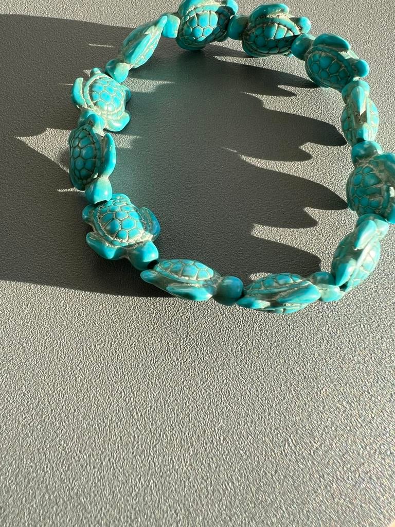 Boho Armband met Turkoois Schildpadden, Sieraden, Tassen en Uiterlijk, Armbanden, Overige materialen, Blauw, Nieuw, Ophalen of Verzenden