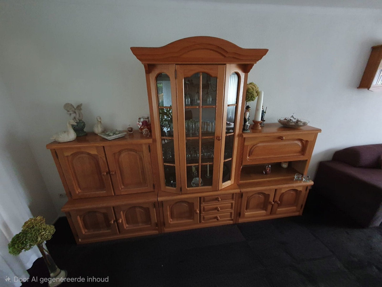 Eikenhouten wandmeubel - 300x212x50 cm - 3 stapelbare delen, Ophalen, Gebruikt
