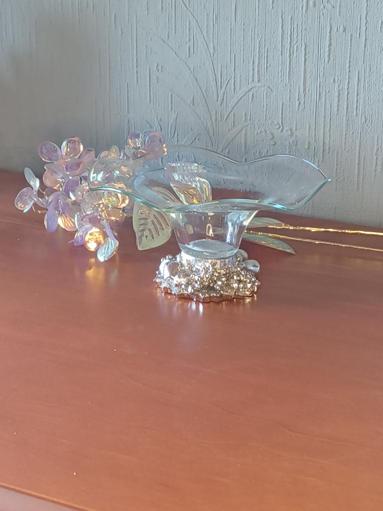 Vintage Italiaanse Murano Stijl Sierschaal op Voet, Antiek en Kunst, Antiek | Glas en Kristal, Ophalen of Verzenden