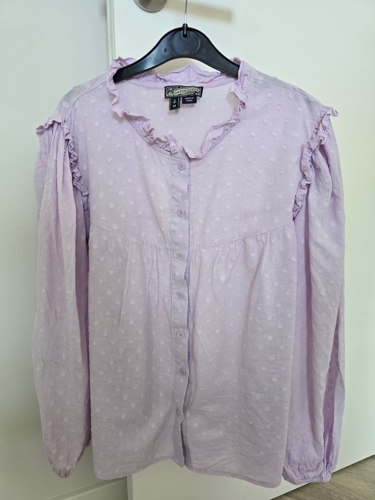 Mooie Dreimaster vintage Blouse 'Abrel' in maat M, Maat 38/40 (M), Dreimaster vintage, Paars, Ophalen of Verzenden
