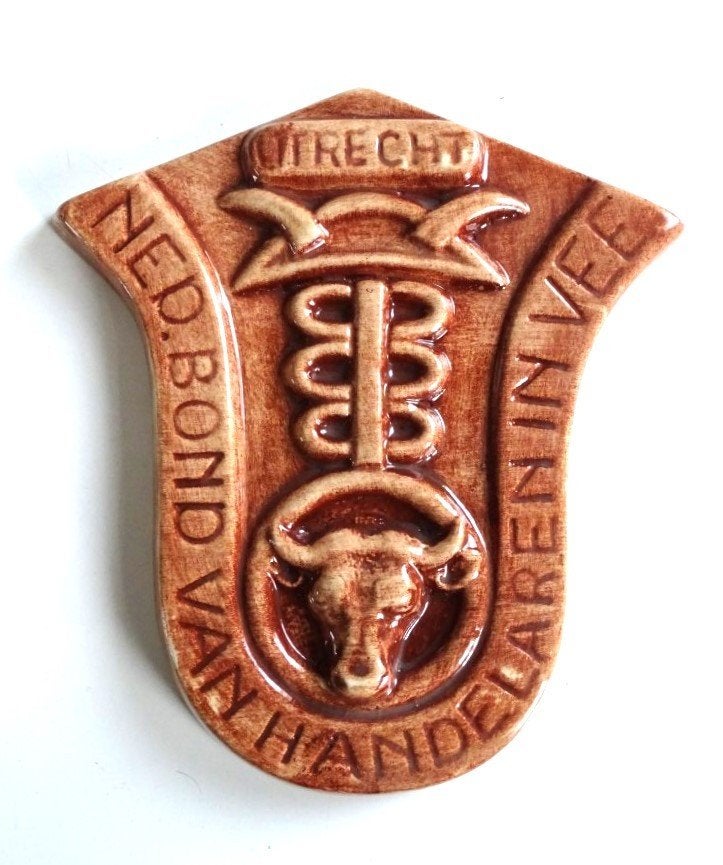 Art Deco plateel schild NBHV Utrecht Antiek zeldzaam, Ophalen of Verzenden